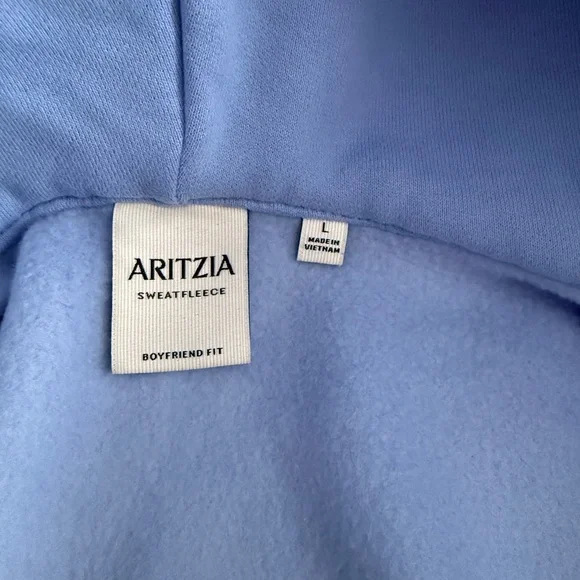 Aritzia | Cozy Sweatfleece Boyfriend Boxy Zip Hoodie in Dayflower Blue | Large - Picture 10 of 13